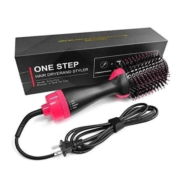 One Step Hair Dryer Brush Black Pink ABS