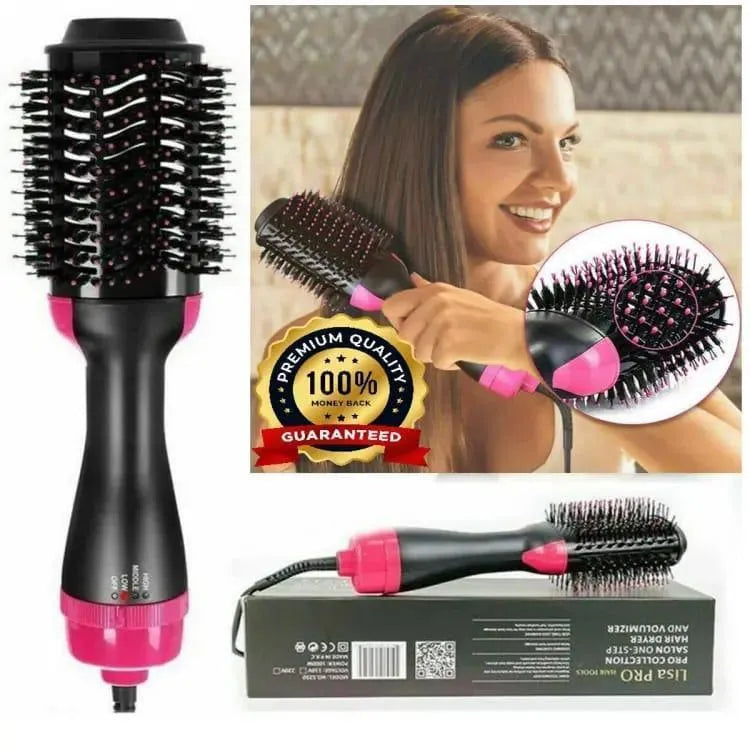 One Step Hair Dryer Brush Black Pink ABS