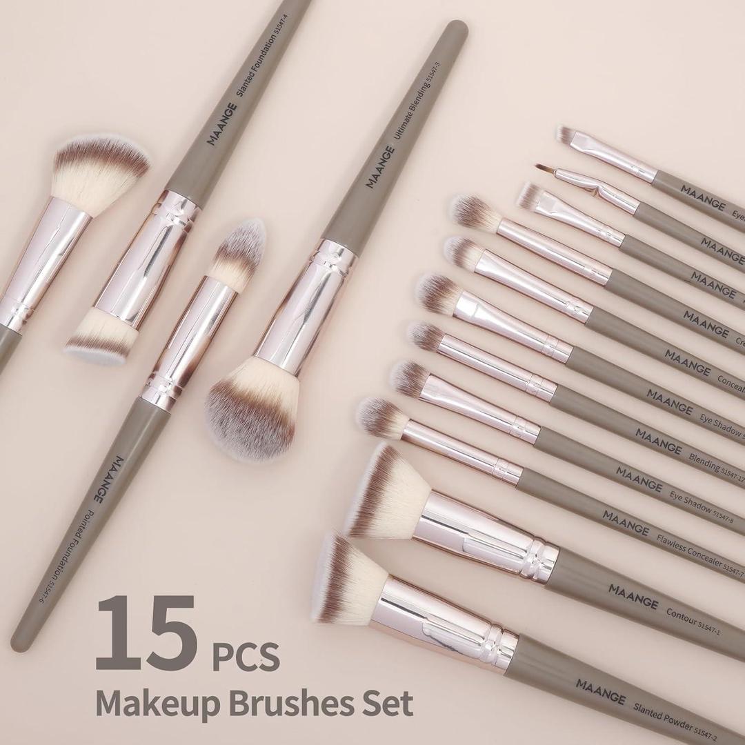 15-Piece Makeup Brush Set ABS Plastic Blush Foundation Concealer