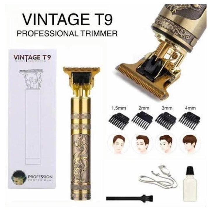 Vintage T9 Rechargeable Hair Trimmer Golden 4 Blades