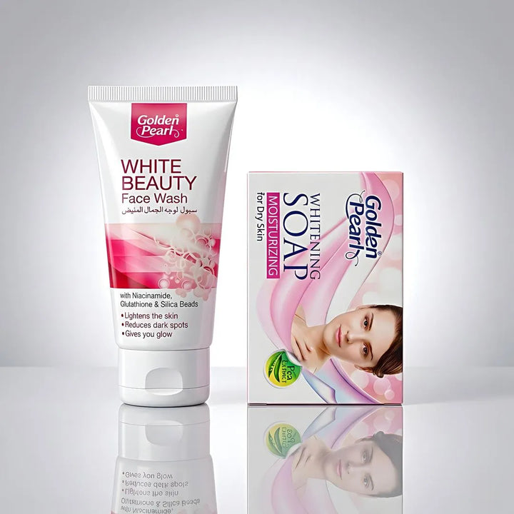 White Beauty Face Wash & Whitening Soap Bundle for Dry Skin