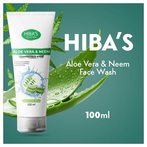 Hiba's Aloe Vera & Neem Foaming Face Wash 100ml Sensitive Skin