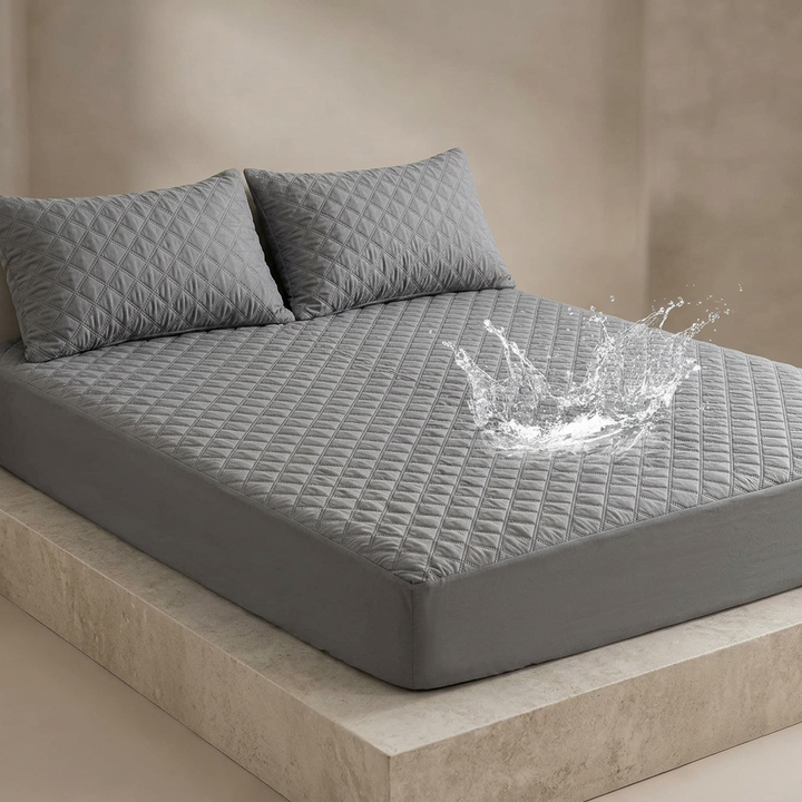 Waterproof Quilted Mattress Cover Grey 72x78